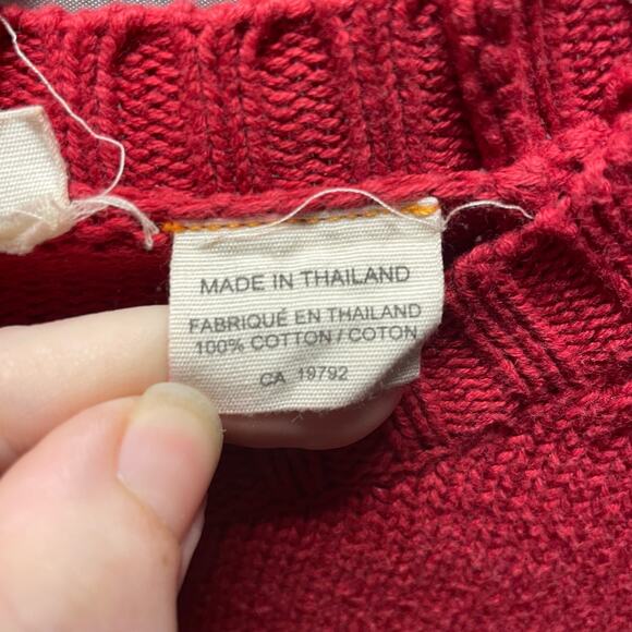 Timberland Red Knit Pullover Sweater Size Medium - Picture 4 of 5